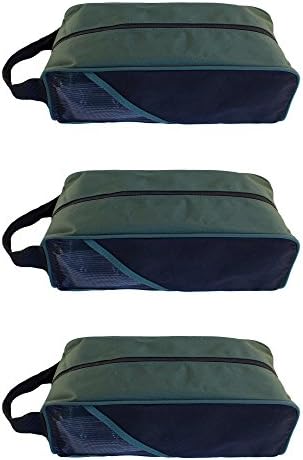 Green &amp; Black Ventilated Canvas Shoe Travel Bag (Set of 3 bags)