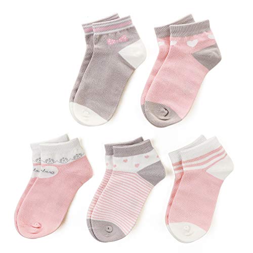 SUNBVE Toddler Little Girls Fun Cotton Ankle Socks 5 Pairs Pack