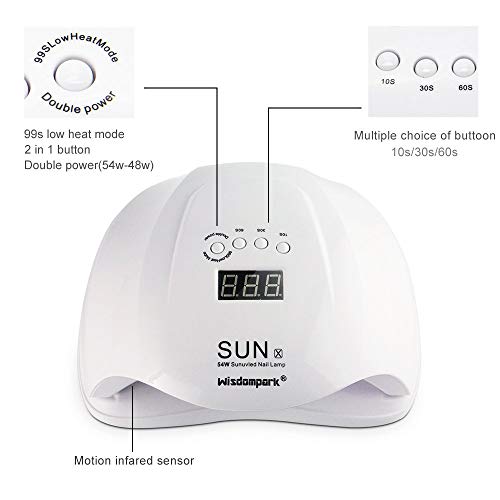 Wisdompark UV Nail Lamp 72W LED Nail Dryer Lamp Professional Led UV Nail Lamp,Nail Curing Lamp Gel Nail UV Light with 36 Dual LED UV Beads IR Sensor Gel Nail Polish UV Light for Gel Nails - Thumbnail 5
