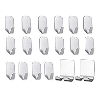 Labkiss Self Adhesive Hooks, 18 Pack, Heavy Duty, NO Drill, NO Mark, Waterproof, Wall Mount Utility J Hook Holder Hanger for Key Coat Towel Robe, Design for Hotel Bathroom Kitchen Shower RV Camper