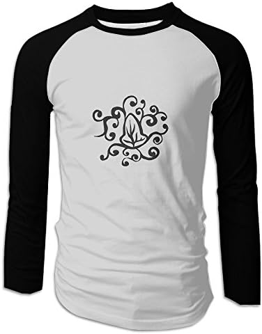 HAKLA Men's Abstract Leaf Art Silhouette Long Sleeve Raglan T-Shirt