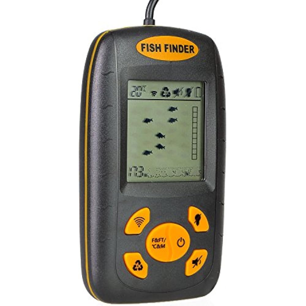 Portable Fish Finder, Water Depth & Temperature Fishfinder With Wired