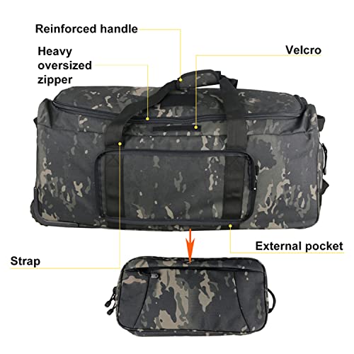 Greencity Duffel Bag Wheels Rolling Deployment Wheeled Military