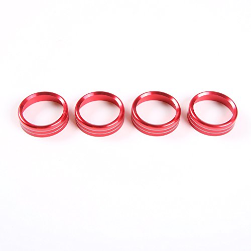 Car Interior Accessories Air Conditioner Audio Switch Decorative Ring Button Cover for Ford F150 2016 2017 XLT (4pcs-Red)
