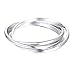 BORUO 925 Sterling Silver Ring, Fidget Ring Anxiety Ring, Triple Row Rolling Interlocking Stacking Rings, High Polish Rings for Women, Men Each Band Width 1.8mm Size 4