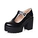 Milesline Fashion Women's Round Toe Platform Shoes T-Strap Chunky Heel Mary Jane Pumps