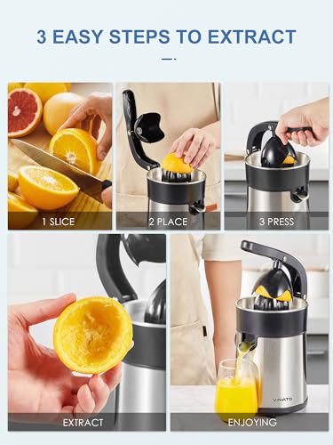 Vinato Electric Orange Squeezer, 2 Cones for All Citrus, Stainless Steel Body and Filter Electric Juicer Electric Juicer, 85W