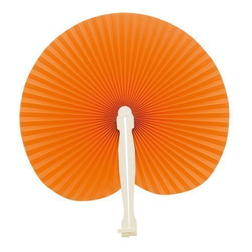 eBuyGB Pack of 10 Handheld Paper Fans Wedding Party Bag Favour (Orange)