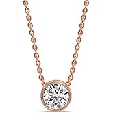 Fascinating Diamonds Bezel Set Solitaire Pendant for Women IGI Certified 14K Gold/Silver Lab Grown Diamond Choker Pendant Necklace With 18" Adjustable Long Chain (E-F-G, VS1-VS2, 0.25-5 c.t.w)