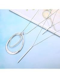 FUNRUN JEWELRY 6PCS Long Pendant Necklace Set Bar Circle Leaf Y Necklace Arrow Statement Necklace for Women