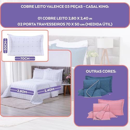 Cobre Leito Valence Hipercal 400 Fios Matelado Toque Percal (Branco, Casal King) | Hipoalergênico