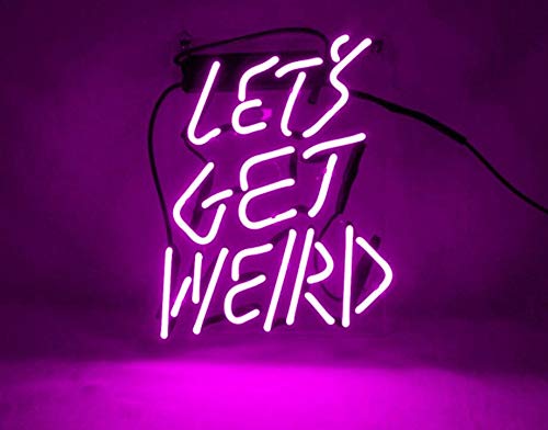 Purple 'Let's Get Weird' Real Glass For Gift Or Home Bedroom Beer Pub Decor Neon Light Signs 10x10