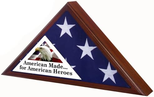 Veteran Flag Case American Made for American Hereos Solid Walnut for 5'x9.5' Burial / Veteran Flag