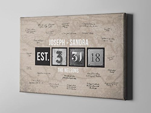 SALE 50% Off Canvas Guest Book, Rustic World Map GuestBook, Establishment Date Guest Book Tree Alternative, Annviersary Art Decor, FREE SHIPPING! - CGB114