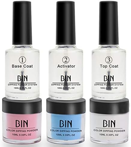 Nail Dipping Powder Kit - Starter Kit dip Nail Powder Value kit of 3 Colored Dip Nails Powders System No UV/LED Nail Lamp Needed (A)