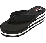Alpine Swiss Womens Wedge Sandals Striped Platform Thong Flip Flops Black 8 M US