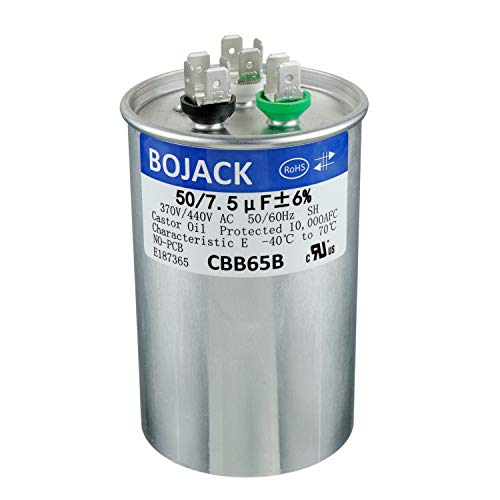 BOJACK 50+7.5 uF 50/7.5 MFD ±6% 370/440 V AC CBB65 Dual Run Circular Start Capacitor for AC Motor Run or Fan Start or Condenser Straight Cool or Heat Pump Air Conditioner: Industrial & Scientific