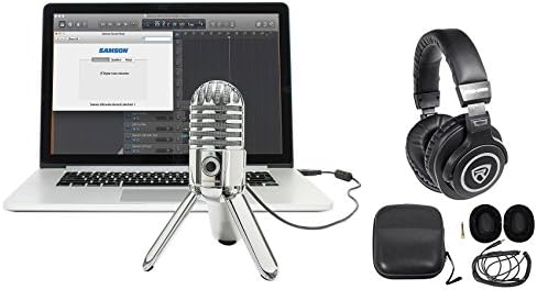 Samson Podcast Recording Podcasting Microphone+Pro Headphones+Cables+Case