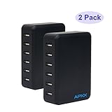 60W USB Charger APXX 2-Pack 6-port 12A High Speed Desktop Intelligent USB Charger for iPhone 6 6S 5 5S 5C, iPad Air Air2 mini3 mini, Samsung S6 S6 Edge S5 S4 Note3, HTC M9 M8 and More