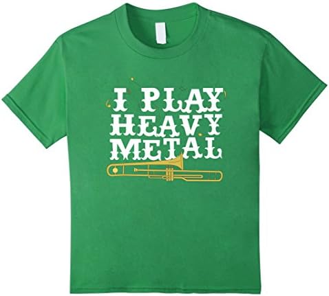 Kids I PLAY HEAVY METAL Funny Trombone Player T-Shirt 12 Grass