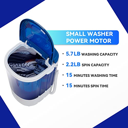 ZENY Portable Mini Washing Machine 5.7 lbs Washing Capacity Semi