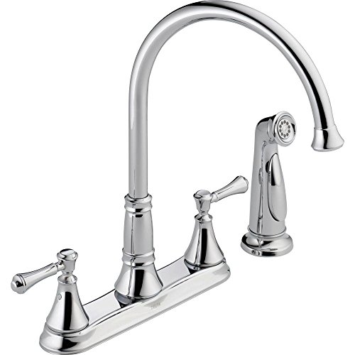 Delta Faucet 2497LF Cassidy, Two Handle Kitchen Faucet with Spray, Chrome