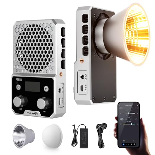 NEEWER 60W Compact Pocket Bi Color LED Light with APP & Panel Control, COB Continuous Output Lighting with 2700K-6500K/CRI96+, Portable for Professional Studio Photography Video Recording, FS60B
