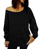 LYXIOF Womens Off Shoulder Sweatshirt Slouchy Shirts Sexy Long Sleeve Pullover Tops