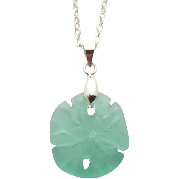 Handmade Verdigris Patina Sand Dollar Pendant Necklace - Solid Brass On Brown Leather - View #4