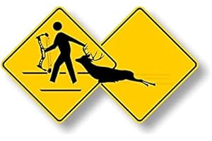 STREET LEGAL DECALS Hunter Dragging Killed Deer (Crossbow) Yellow Diamond Crossing Decal Xing Zone Sign Parody Novelty Truck Vinyl Sticker (Deer(Crossbow))