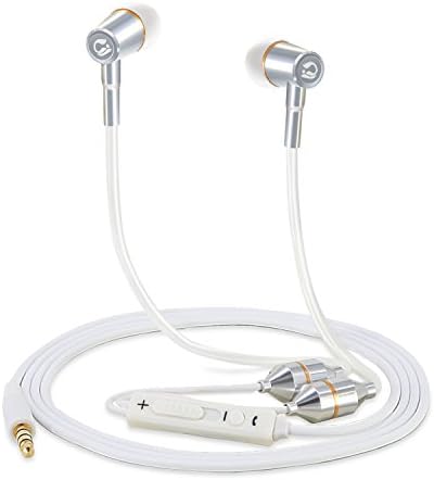 EMF Protection, Brefac Anti-radiation Air Tube Headphones Headset Earbuds Earphone with Microphone and Voice Control, Universal for Cell Phones PC MP3, White