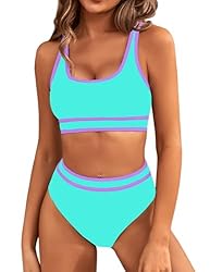 BMJL Womens Tummy Control Swimsuit High Waisted Two