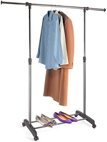 Rackarster Adjustable Clothing Garment Rack Portable Clothes Rack with Brake Wheels, Gray