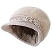 Surblue Lady Crystal Bow Warm Cabled Angora Knit Winter Beanie Crochet Beret Hats Newsboy Caps, Beige,One Size