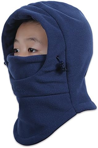 Kids Windproof Double Thick Fleece Hoody Balaclava Outdoor Sledding Skiing Cap