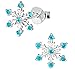 Hypoallergenic Sterling Silver Aqua CZ Simulated Diamond Snowflake Earrings for Kids