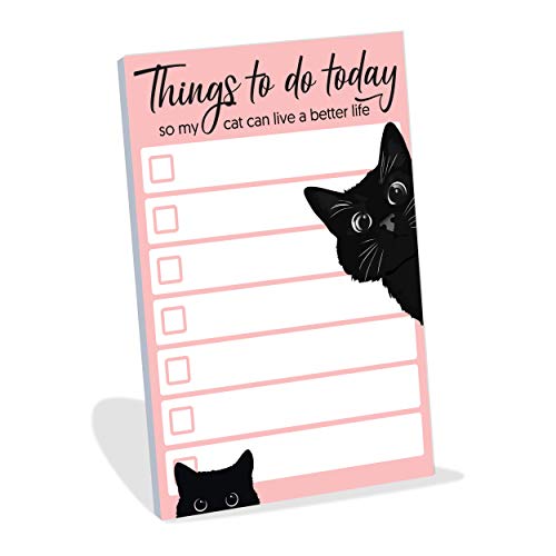 Small Black Cat Sticky to Do List Notepad | Cat Gifts for Cat Lovers, 50 Pages 10 cm x 15 cm — image 1
