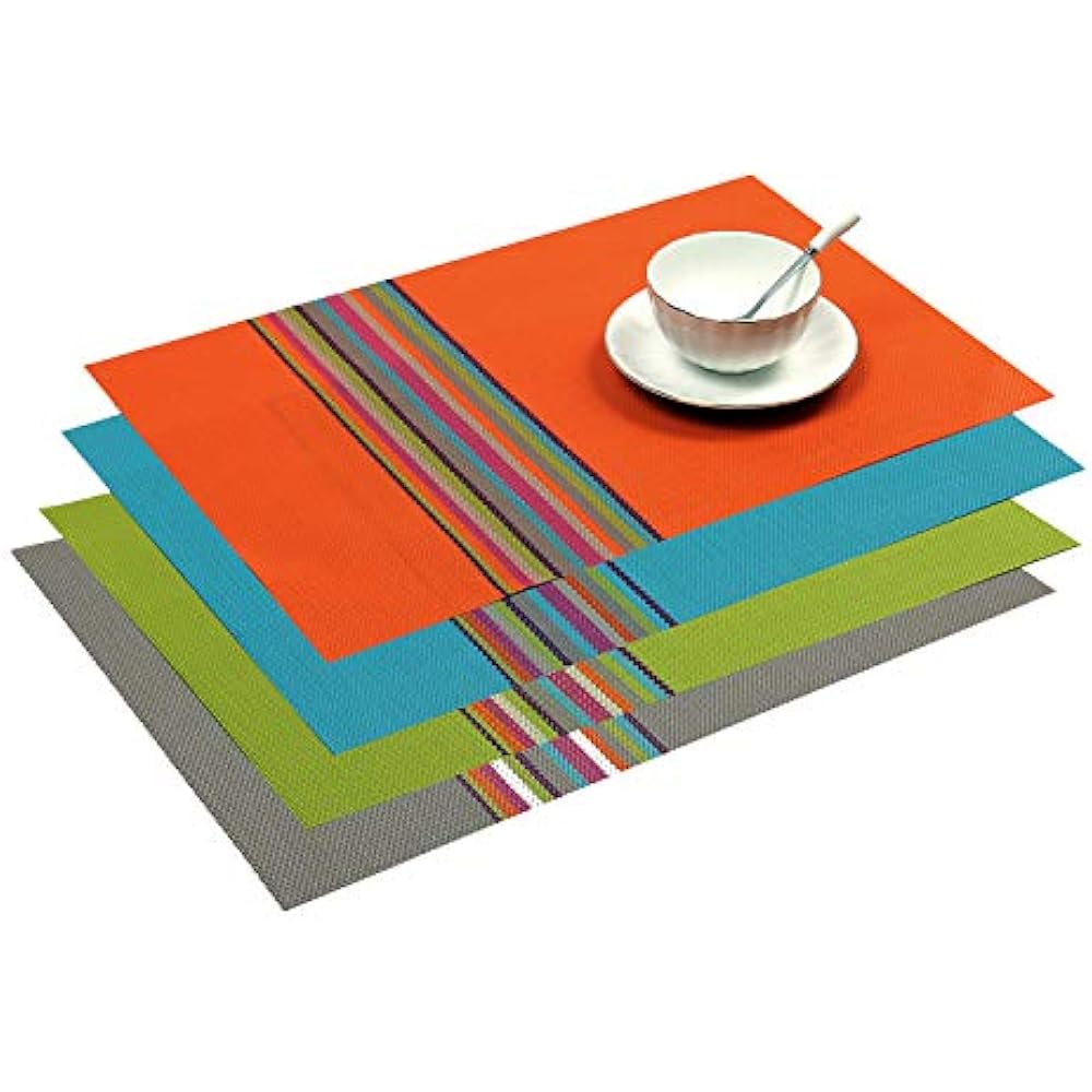 Exquisite PVC Placemats Set Of 4 Woven Vinyl Mats For Dining Table Heat