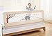 BABY BBZ 59inch Bed Rail - Single Foldable Safety Bedrail with Ventilated Mesh for Toddlers - Queen Size Bed Guard for Kids - Elephant Print - Safe Sleep (Beige Color)