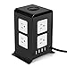 INTEY Power Strip Tower 8 Outlet 4 USB Port Surge Protector Multi Outlet Extension Cord 9.8 Ft