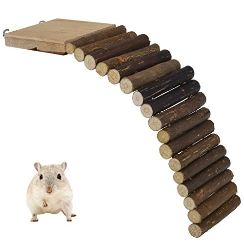 Petacc Hamster Ladder Wooden Pet Bridge Toy Funny Small Animal Fence for Hamsters, Guinea Pigs and Parrots, 11'' Long