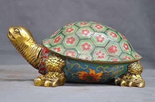 SIYAO Wedding Decoration Old China Bronze Cloisonne Enamel Color Feng Shui Wealth Turtle Tortoise Statue