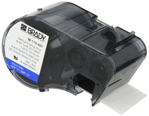 Brady M-115-427 Vinyl B-427 Black on White/Clear Label Maker Cartridge, 1-1/4