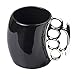MOACC Fist Cup Brass Knuckle Duster Coffee Mug Creative Ceramic Coffee Milk Tea Fist Mug Cup Cool Gift (Black with Silver Handle)
