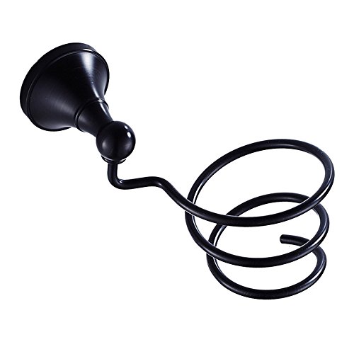 Click Here to See More Images Nokozan Solid Brass Hair Dryer Holder Spiral Straightener Wall Mounted, Oil Rubbed Bronze Black
