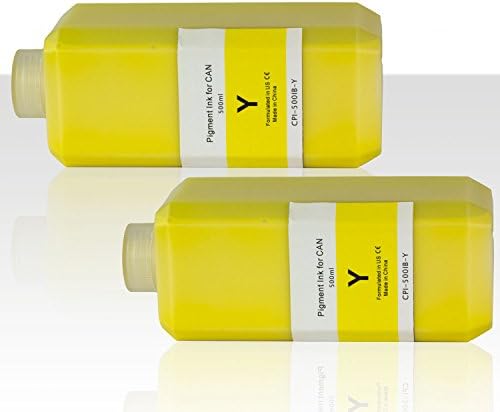 OfficeSmartInk Refill Ink Canon Compatible Yellow Pigment Ink 500ML (16.91 fl oz) Bottle - 2PK