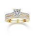 Bonlavie Set of 2 18K Gold Princess Cut Cubic Zirconia Engagement Wedding Ring Set for Her Women 8