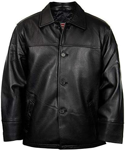 Lucky Leather 747C Men's Black Cowhide Leather Car Coat - Medium