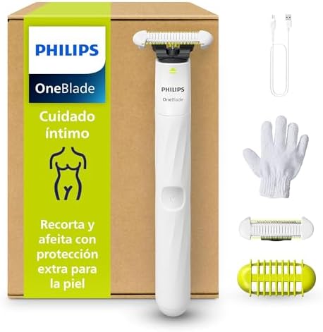 OneBlade Intimate, Cuidado Íntimo, Recorta y Afeita con Protección Extra para la Piel, Depilación apurada y cómoda — sin rasurar completamente al ras, Modelo QP1924/28