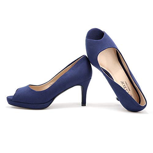 navy round toe pumps